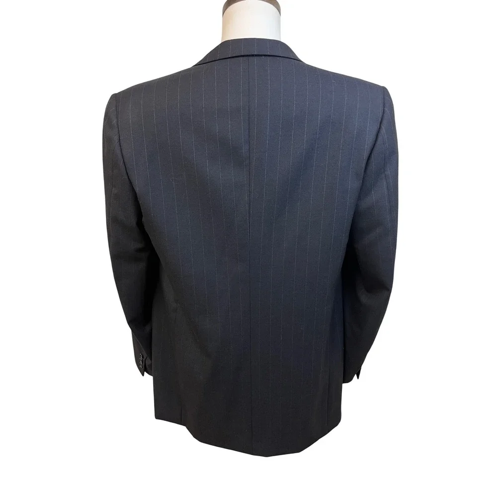 BRIONI Blazer Sport Coat 40L Blue‎ Pinstripe Wool Italy Luxury Professional